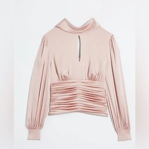 WHBM Long Sleeve Mockneck Keyhole Blouse SIZE 10